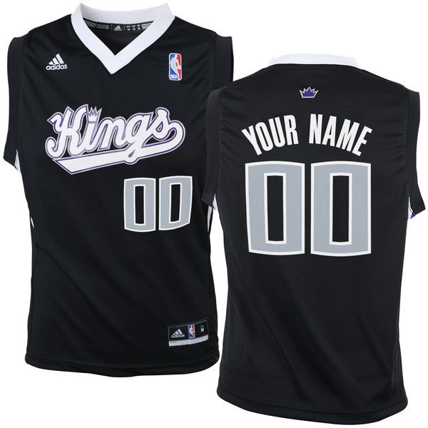 Adidas Sacramento Kings Youth Customizable Replica Alternate Black NBA Jersey->customized nba jersey->Custom Jersey